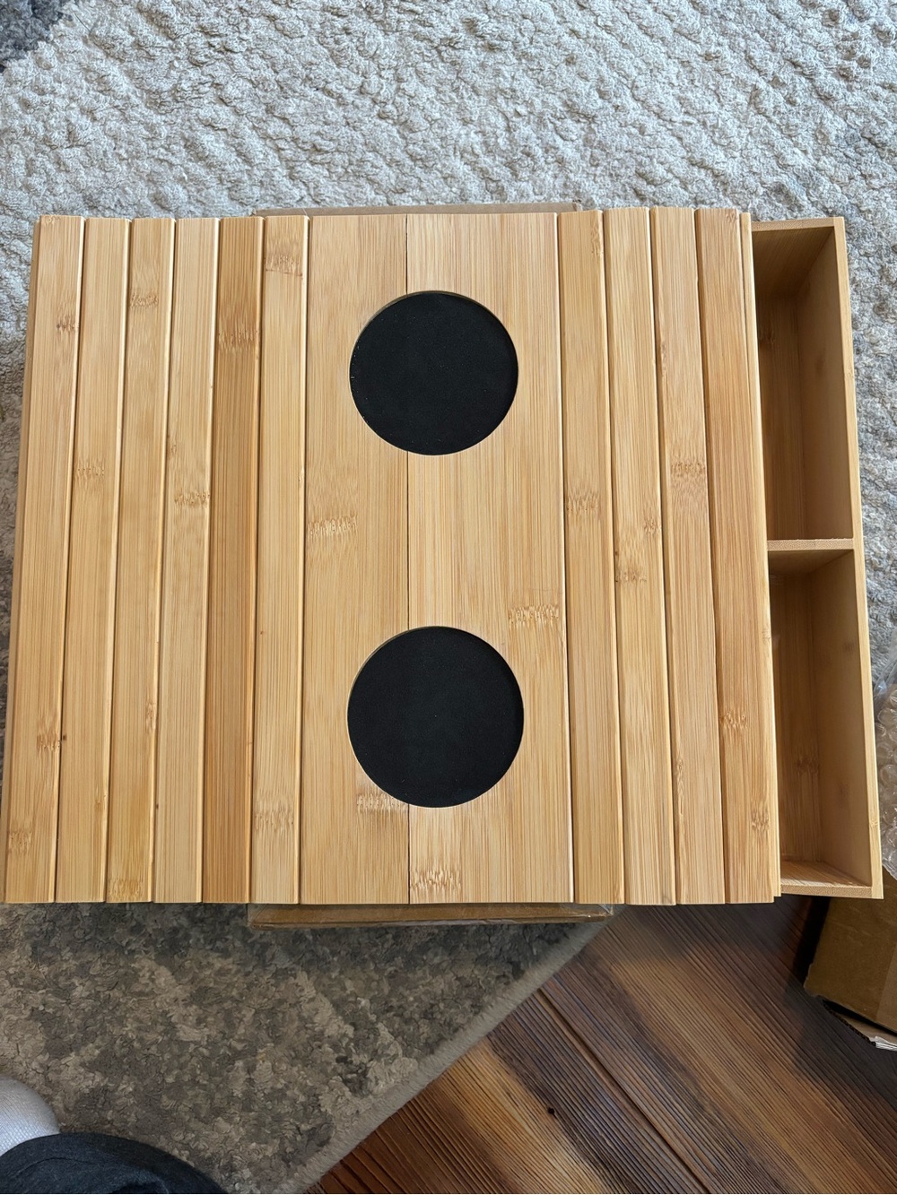 Bamboo Folding Tray Table with Cup Holders - Natural